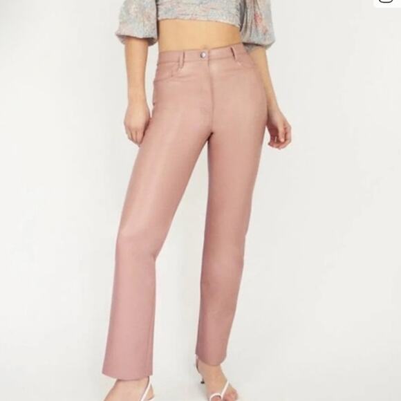 Aritzia Pants - Aritzia Wilfred Pink High Rise Vegan Leather Melina Pant
